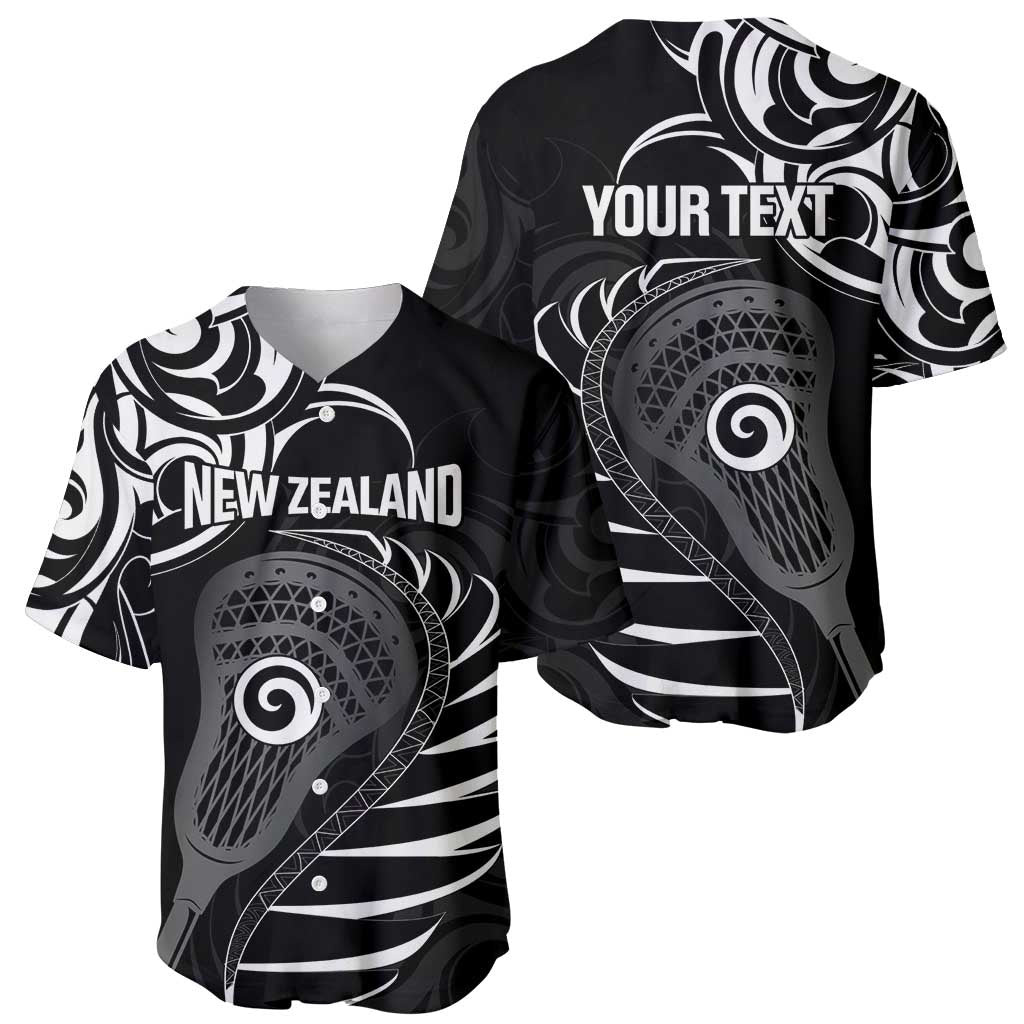 Personalised New Zealand Silver Fern Lacrosse Baseball Jersey Aotearoa Maori Pattern LT14 - Polynesian Pride
