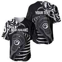Personalised New Zealand Silver Fern Lacrosse Baseball Jersey Aotearoa Maori Pattern LT14 - Polynesian Pride