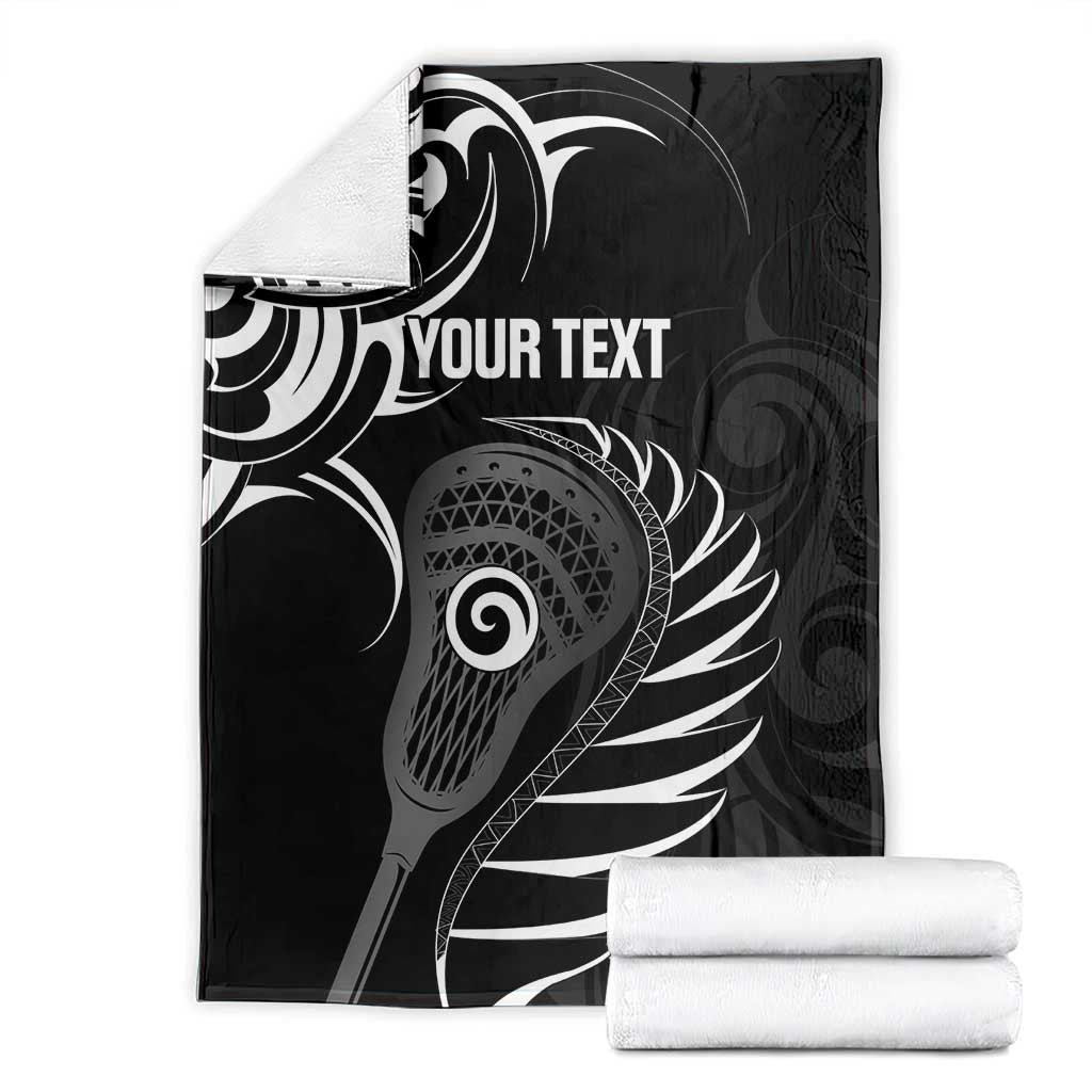 Personalised New Zealand Silver Fern Lacrosse Blanket Aotearoa Maori Pattern