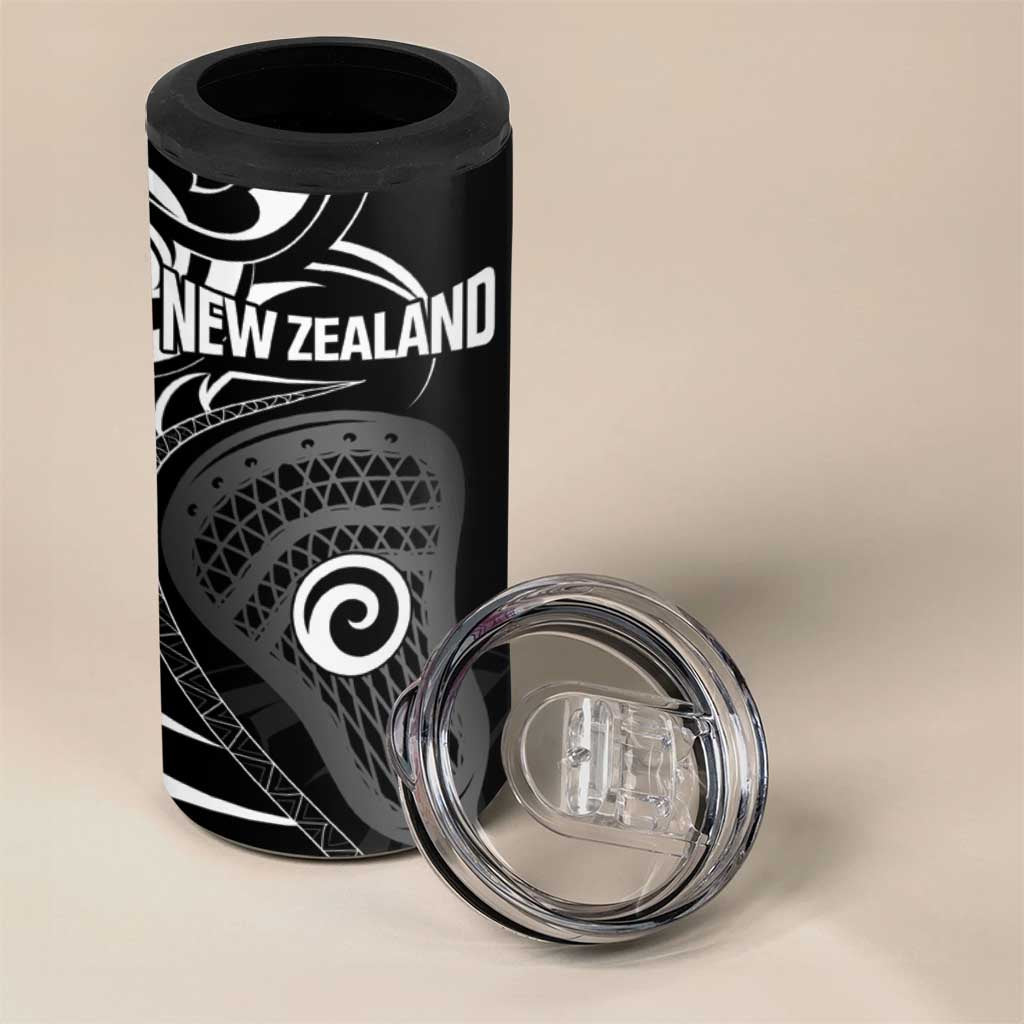 Personalised New Zealand Silver Fern Lacrosse 4 in 1 Can Cooler Tumbler Aotearoa Maori Pattern