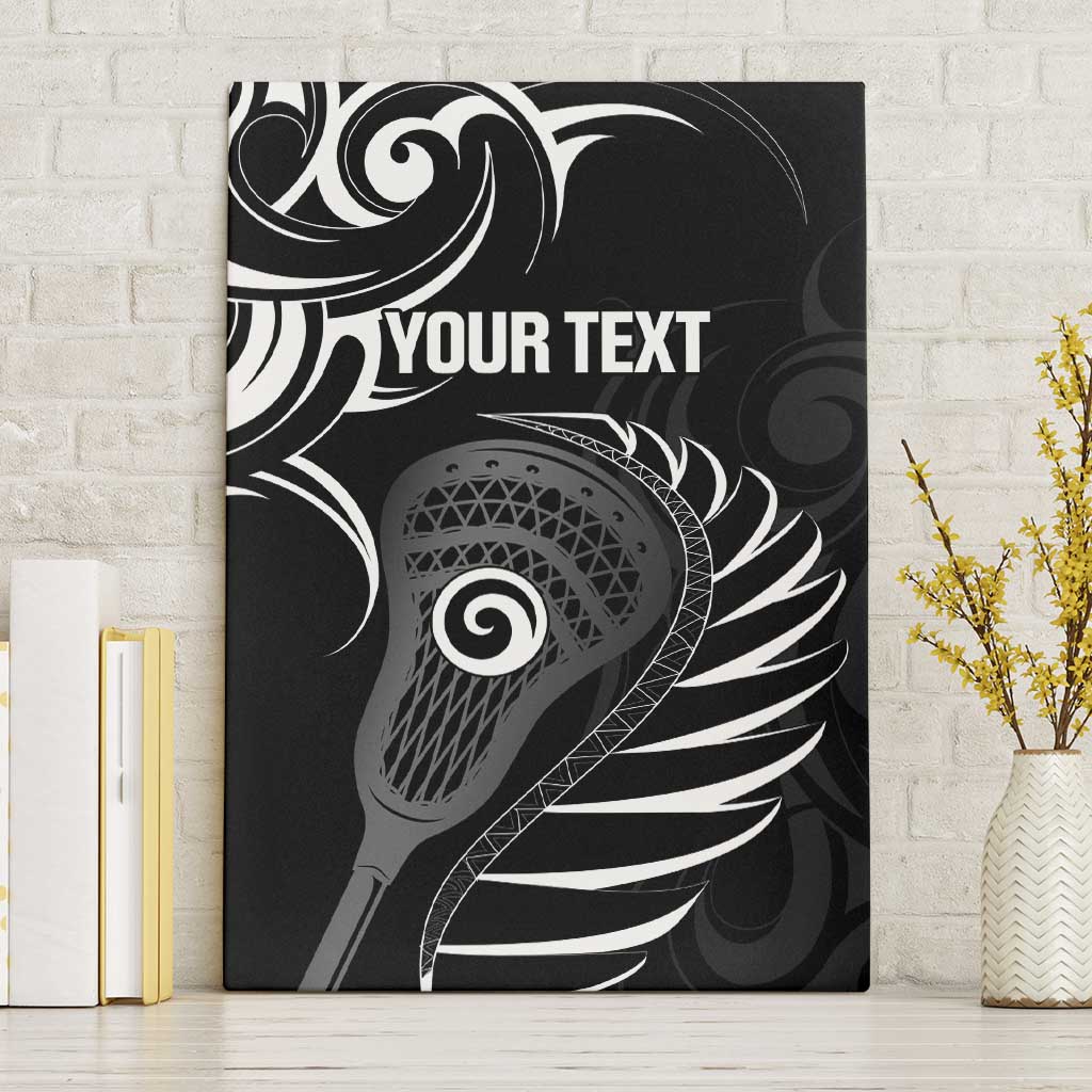Personalised New Zealand Silver Fern Lacrosse Canvas Wall Art Aotearoa Maori Pattern