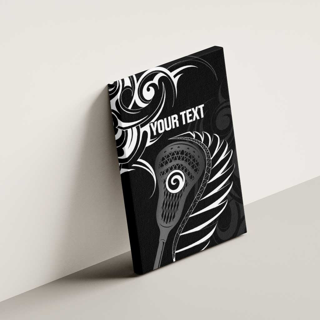 Personalised New Zealand Silver Fern Lacrosse Canvas Wall Art Aotearoa Maori Pattern