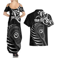 Personalised New Zealand Silver Fern Lacrosse Couples Matching Summer Maxi Dress and Hawaiian Shirt Aotearoa Maori Pattern