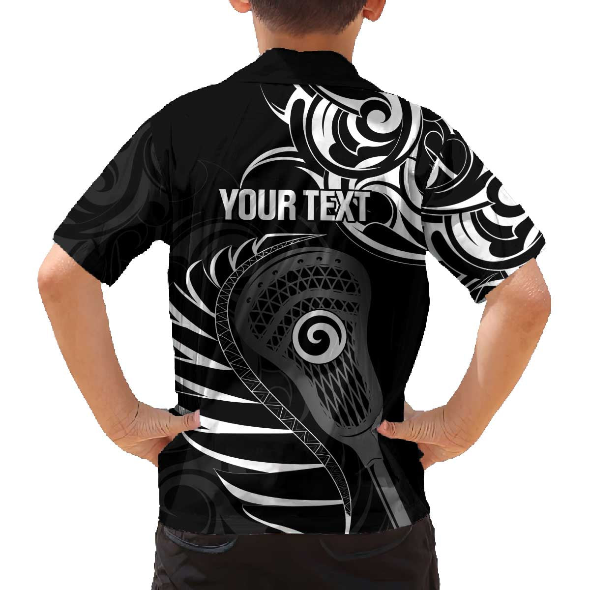 Personalised New Zealand Silver Fern Lacrosse Family Matching Off The Shoulder Long Sleeve Dress and Hawaiian Shirt Aotearoa Maori Pattern LT14 - Polynesian Pride