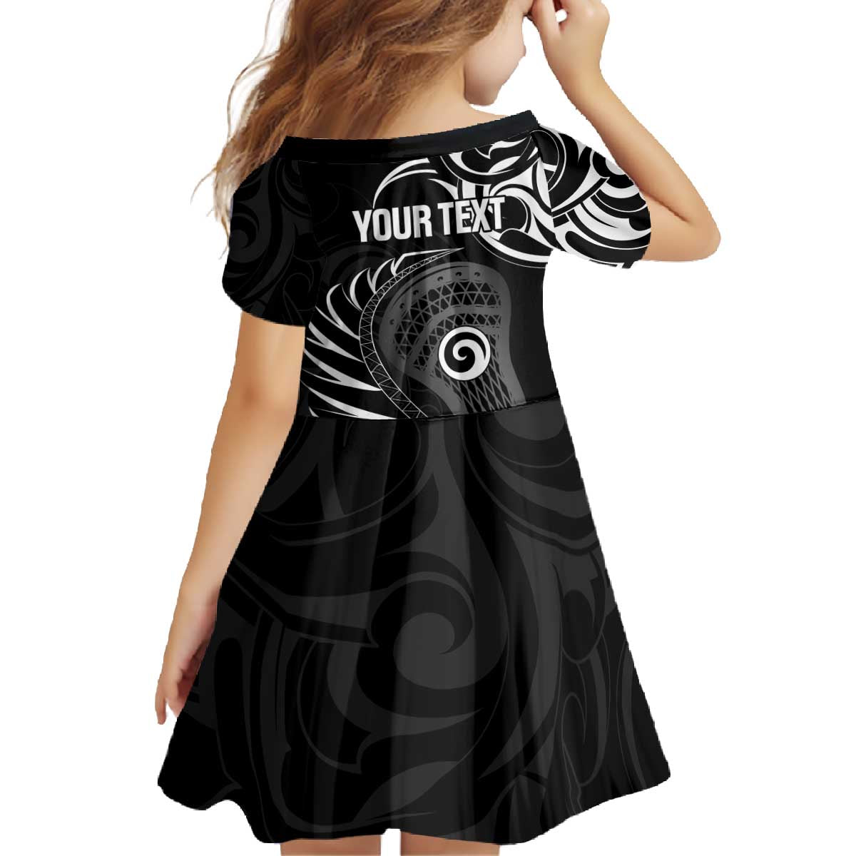 Personalised New Zealand Silver Fern Lacrosse Family Matching Off The Shoulder Long Sleeve Dress and Hawaiian Shirt Aotearoa Maori Pattern LT14 - Polynesian Pride