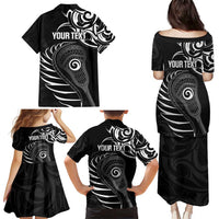 Personalised New Zealand Silver Fern Lacrosse Family Matching Puletasi and Hawaiian Shirt Aotearoa Maori Pattern