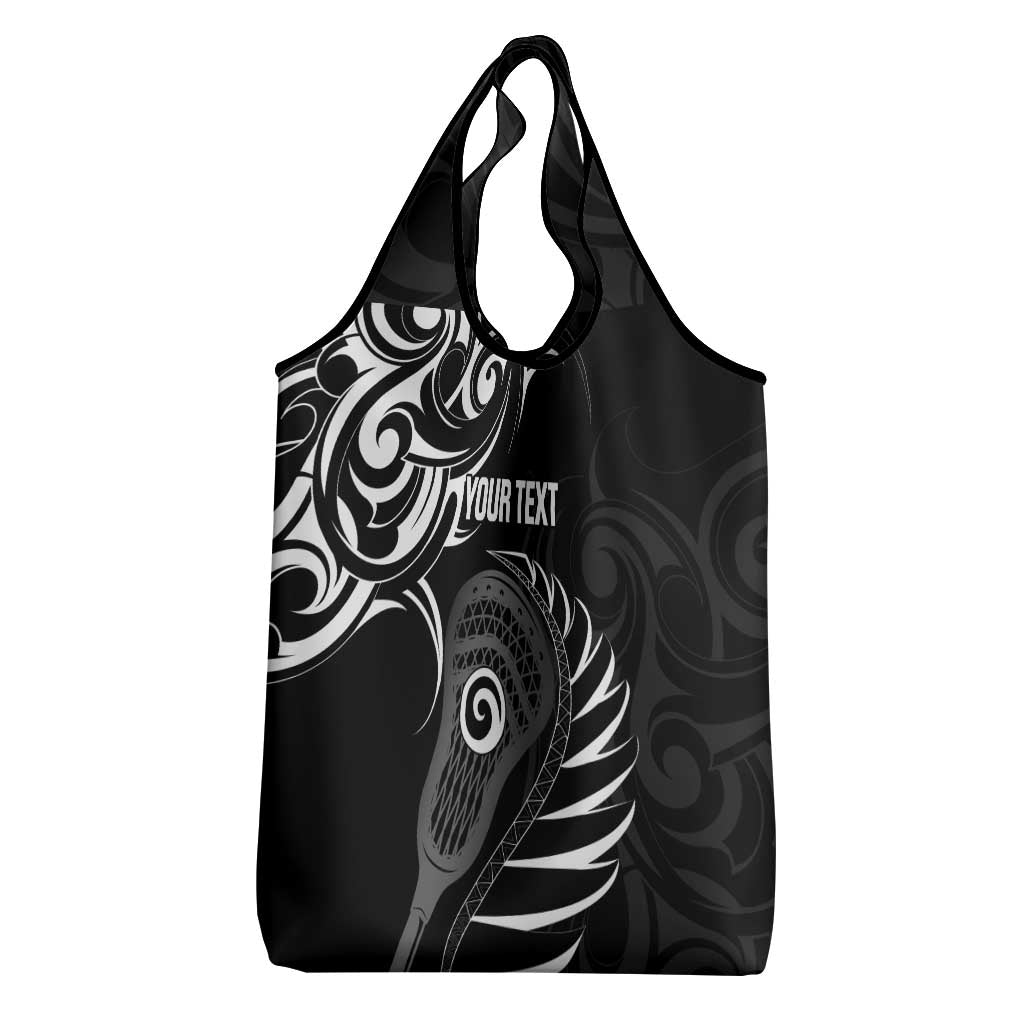 Personalised New Zealand Silver Fern Lacrosse Grocery Bag Aotearoa Maori Pattern