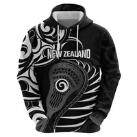 Personalised New Zealand Silver Fern Lacrosse Hoodie Aotearoa Maori Pattern