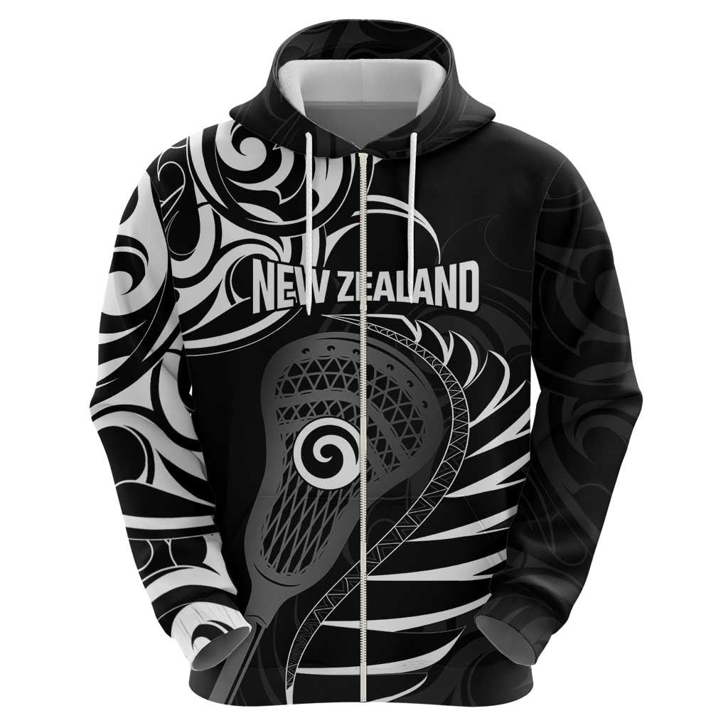Personalised New Zealand Silver Fern Lacrosse Hoodie Aotearoa Maori Pattern