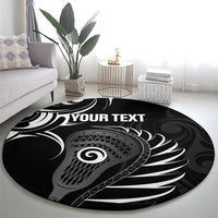 Personalised New Zealand Silver Fern Lacrosse Round Carpet Aotearoa Maori Pattern LT14 - Polynesian Pride