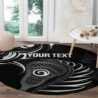 Personalised New Zealand Silver Fern Lacrosse Round Carpet Aotearoa Maori Pattern LT14 - Polynesian Pride