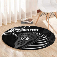 Personalised New Zealand Silver Fern Lacrosse Round Carpet Aotearoa Maori Pattern LT14 - Polynesian Pride