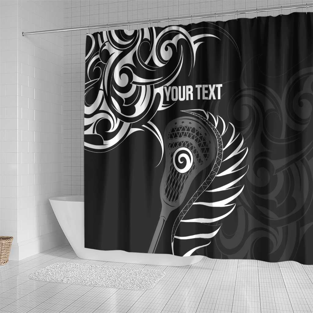 Personalised New Zealand Silver Fern Lacrosse Shower Curtain Aotearoa Maori Pattern