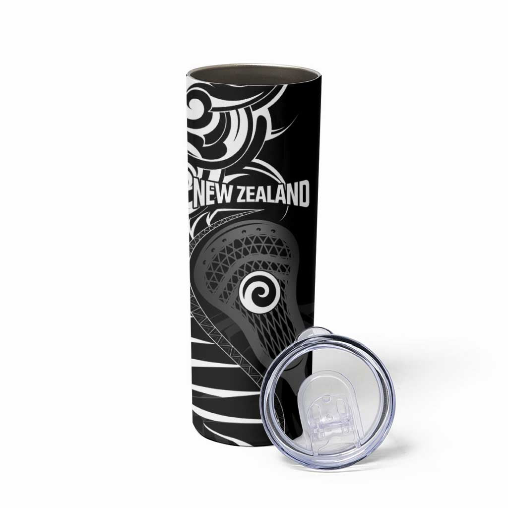 Personalised New Zealand Silver Fern Lacrosse Skinny Tumbler Aotearoa Maori Pattern