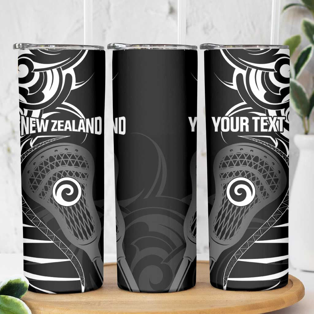 Personalised New Zealand Silver Fern Lacrosse Skinny Tumbler Aotearoa Maori Pattern