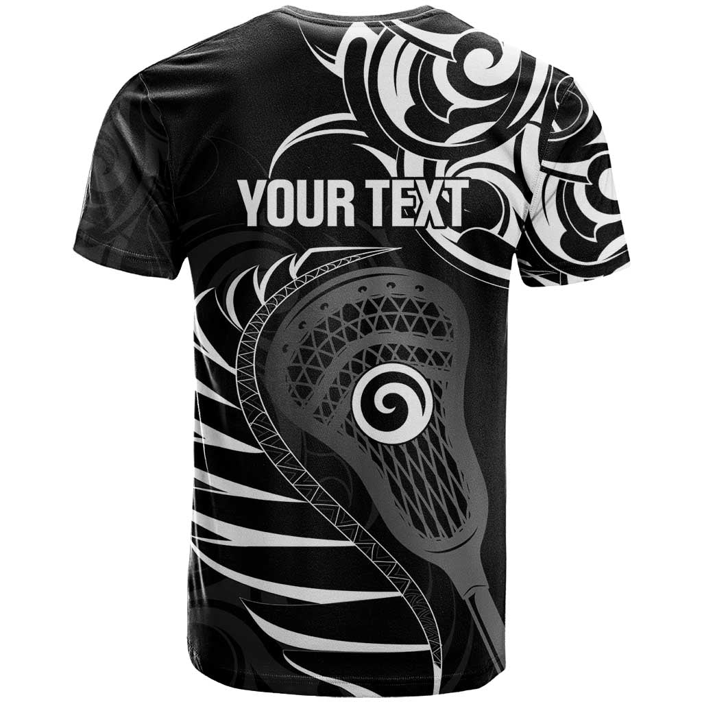 Personalised New Zealand Silver Fern Lacrosse T Shirt Aotearoa Maori Pattern