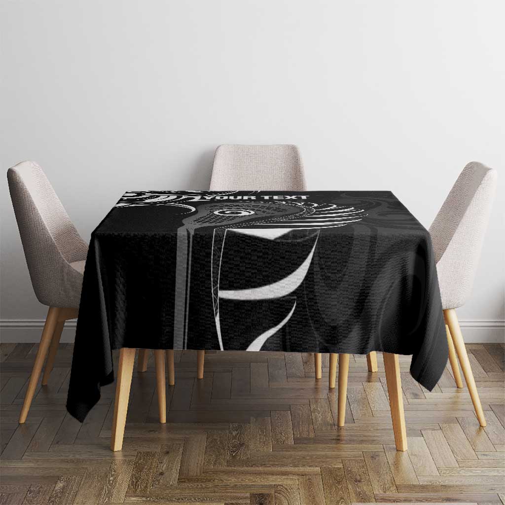 Personalised New Zealand Silver Fern Lacrosse Tablecloth Aotearoa Maori Pattern