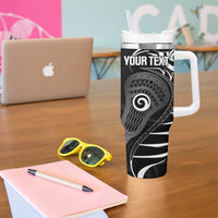 Personalised New Zealand Silver Fern Lacrosse Tumbler With Handle Aotearoa Maori Pattern
