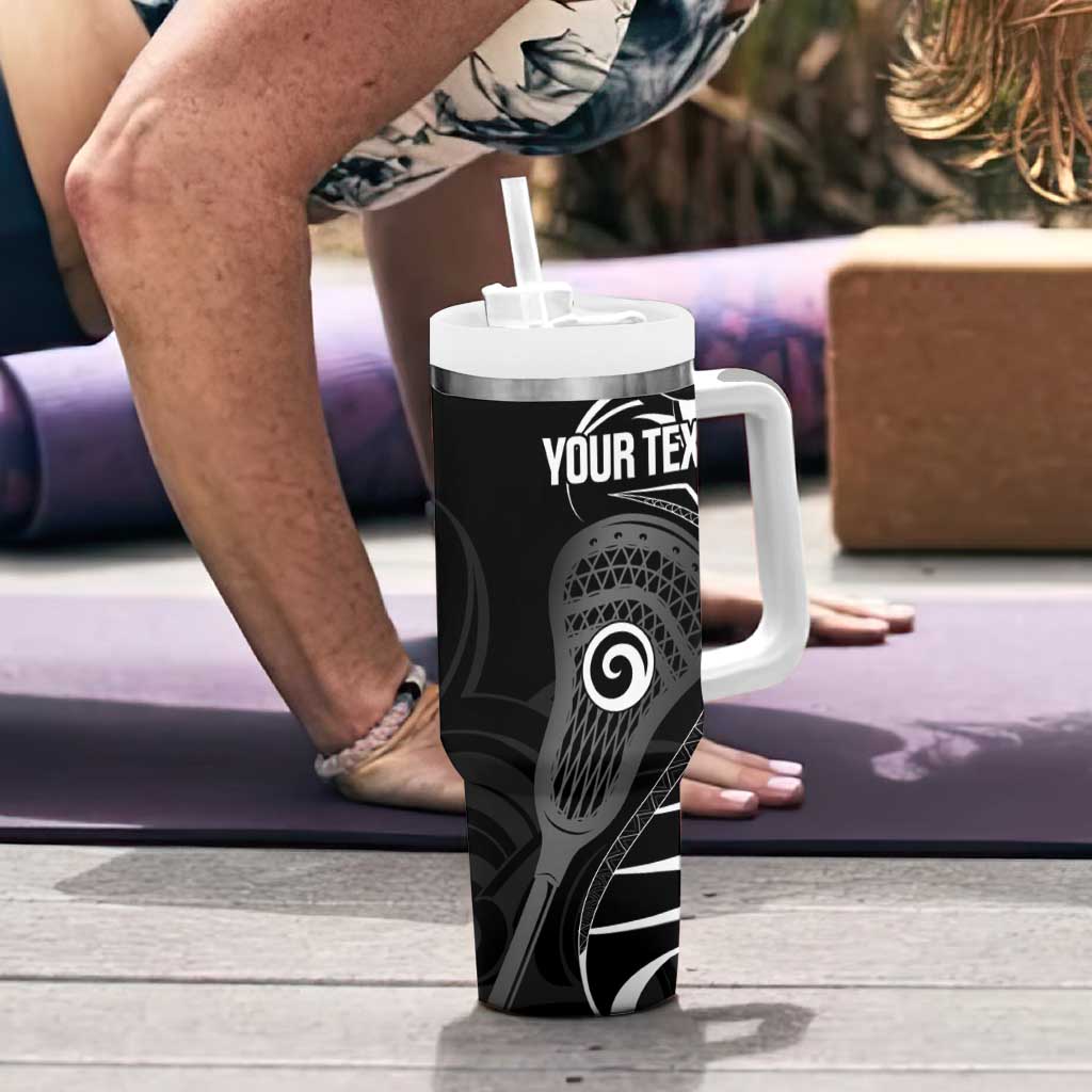 Personalised New Zealand Silver Fern Lacrosse Tumbler With Handle Aotearoa Maori Pattern