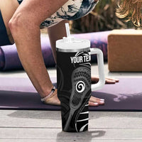 Personalised New Zealand Silver Fern Lacrosse Tumbler With Handle Aotearoa Maori Pattern