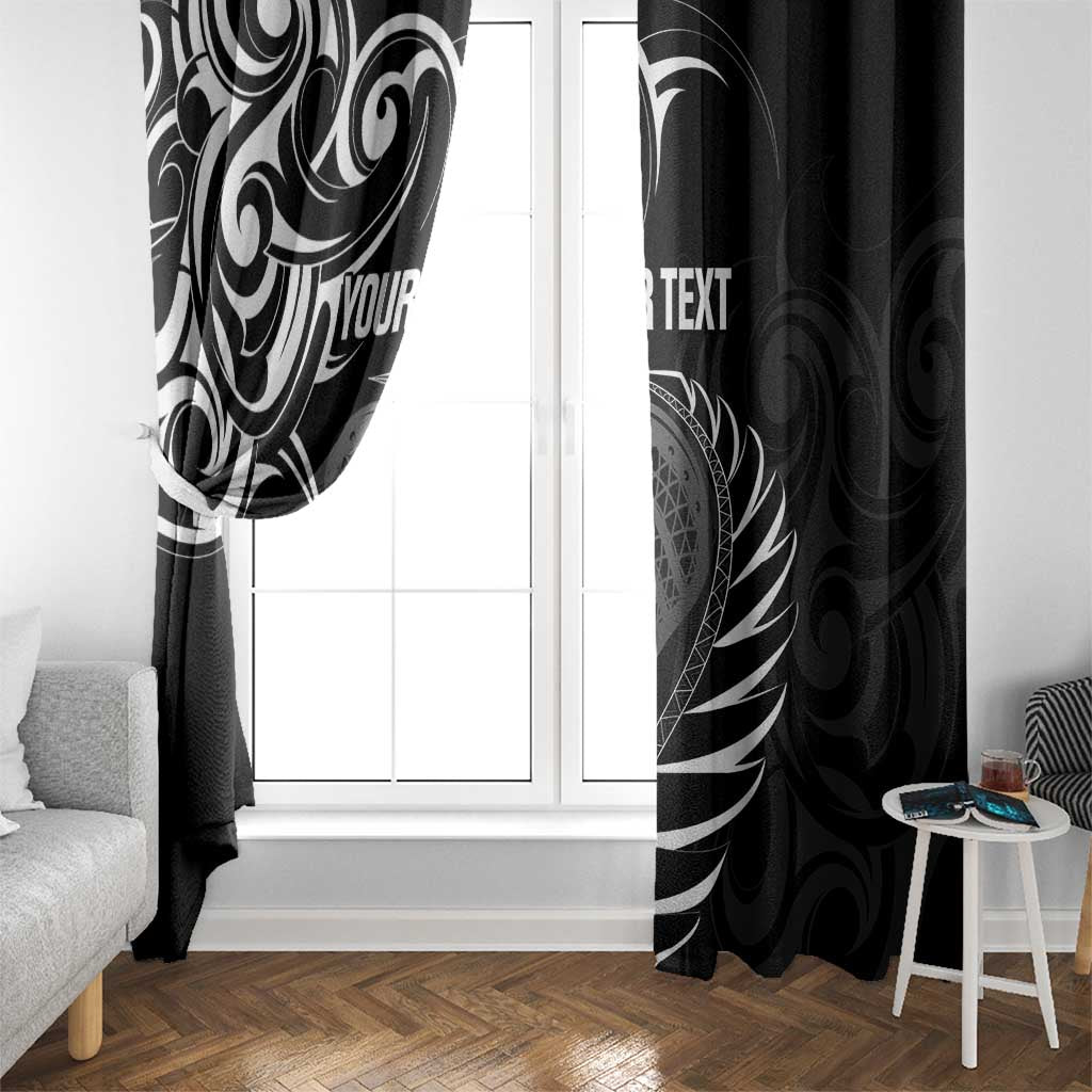 Personalised New Zealand Silver Fern Lacrosse Window Curtain Aotearoa Maori Pattern