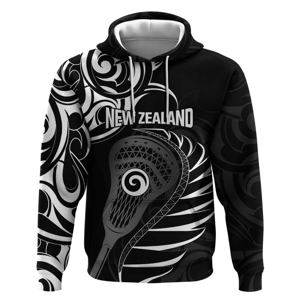 Personalised New Zealand Silver Fern Lacrosse Zip Hoodie Aotearoa Maori Pattern