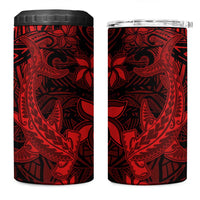 Polynesian 4 in 1 Can Cooler Tumbler Red Hawaiian Tribal Hammerhead Shark