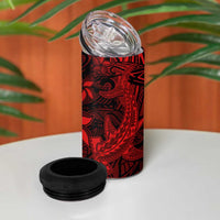 Polynesian 4 in 1 Can Cooler Tumbler Red Hawaiian Tribal Hammerhead Shark