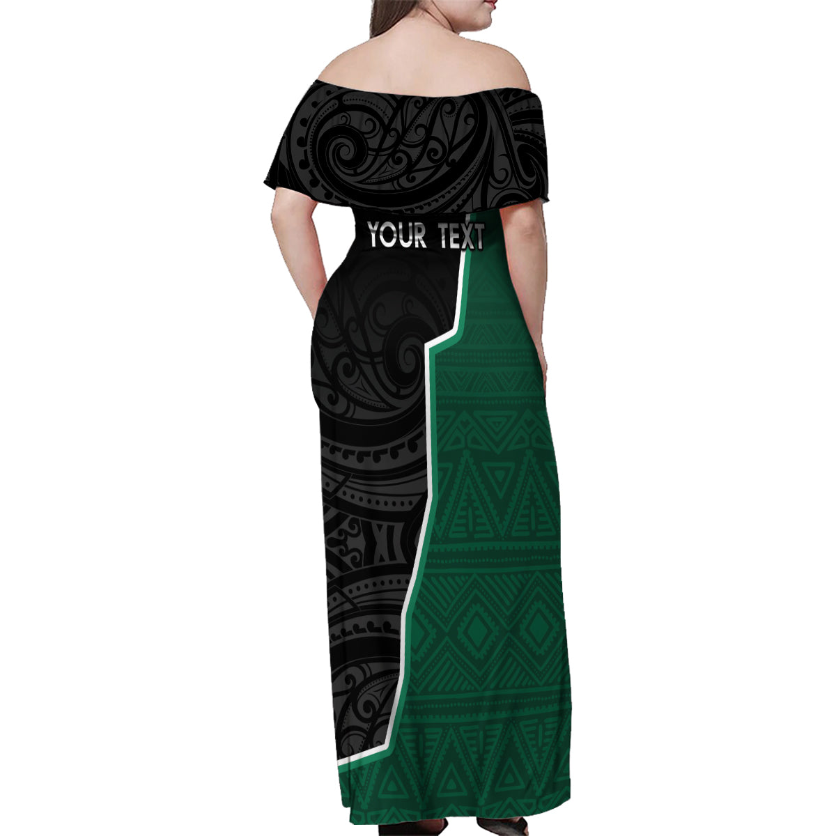 Personalised New Zealand And South Africa Rugby Family Matching Off Shoulder Maxi Dress and Hawaiian Shirt 2024 All Black Springboks Mascots Together