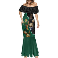 Personalised New Zealand And South Africa Rugby Mermaid Dress 2024 All Black Springboks Mascots Together