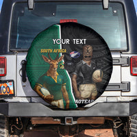 Personalised New Zealand And South Africa Rugby Spare Tire Cover 2024 All Black Springboks Mascots Together LT14 Green - Polynesian Pride