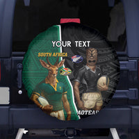 Personalised New Zealand And South Africa Rugby Spare Tire Cover 2024 All Black Springboks Mascots Together LT14 - Polynesian Pride