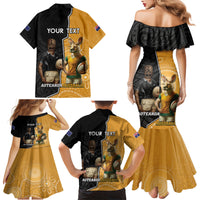 Personalised New Zealand And Australia Rugby Family Matching Mermaid Dress and Hawaiian Shirt 2024 All Black Wallabies Mascots Together
