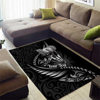 Personalised All Black New Zealand Darts Area Rug Aoteroa Fern Maori Galaxy Style