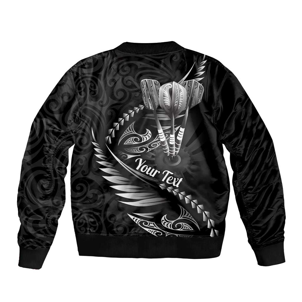 Personalised All Black New Zealand Darts Bomber Jacket Aoteroa Fern Maori Galaxy Style