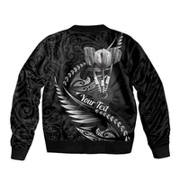 Personalised All Black New Zealand Darts Bomber Jacket Aoteroa Fern Maori Galaxy Style