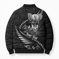 Personalised All Black New Zealand Darts Bomber Puffer Jacket Aoteroa Fern Maori Galaxy Style - Polynesian Pride