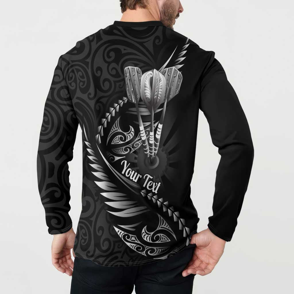 Personalised All Black New Zealand Darts Button Sweatshirt Aoteroa Fern Maori Galaxy Style