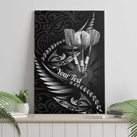 Personalised All Black New Zealand Darts Canvas Wall Art Aoteroa Fern Maori Galaxy Style