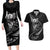 Personalised All Black New Zealand Darts Couples Matching Long Sleeve Bodycon Dress and Hawaiian Shirt Aoteroa Fern Maori Galaxy Style