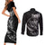 Personalised All Black New Zealand Darts Couples Matching Short Sleeve Bodycon Dress and Long Sleeve Button Shirt Aoteroa Fern Maori Galaxy Style