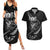 Personalised All Black New Zealand Darts Couples Matching Summer Maxi Dress and Hawaiian Shirt Aoteroa Fern Maori Galaxy Style