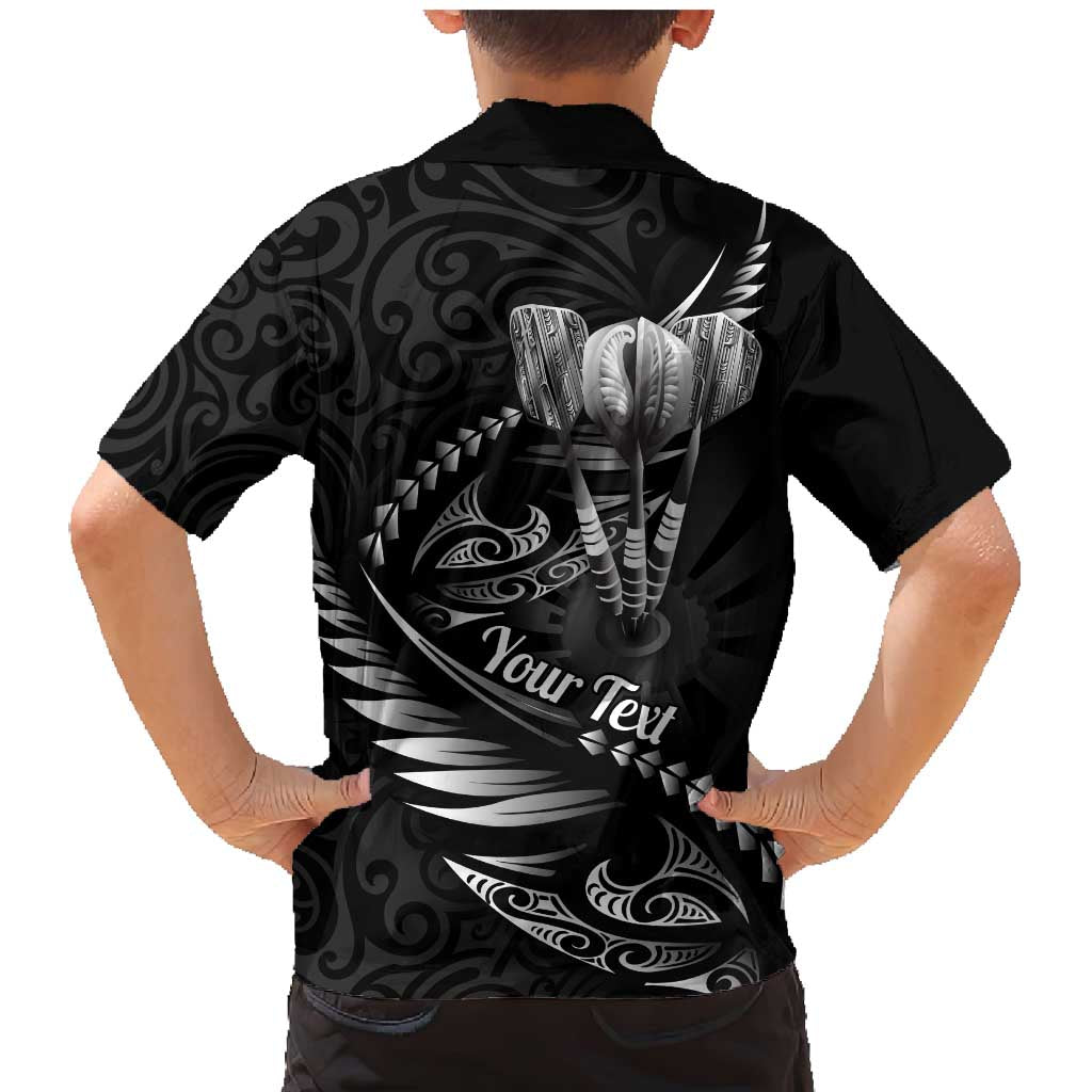 Personalised All Black New Zealand Darts Family Matching Mermaid Dress and Hawaiian Shirt Aoteroa Fern Maori Galaxy Style