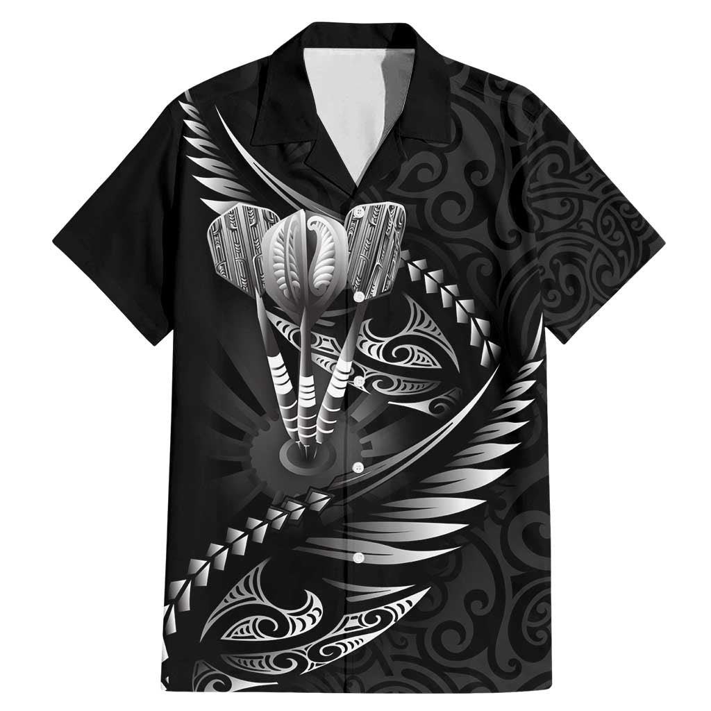 Personalised All Black New Zealand Darts Family Matching Mermaid Dress and Hawaiian Shirt Aoteroa Fern Maori Galaxy Style