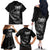 Personalised All Black New Zealand Darts Family Matching Off The Shoulder Long Sleeve Dress and Hawaiian Shirt Aoteroa Fern Maori Galaxy Style