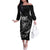 Personalised All Black New Zealand Darts Family Matching Off The Shoulder Long Sleeve Dress and Hawaiian Shirt Aoteroa Fern Maori Galaxy Style