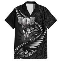 Personalised All Black New Zealand Darts Family Matching Puletasi and Hawaiian Shirt Aoteroa Fern Maori Galaxy Style