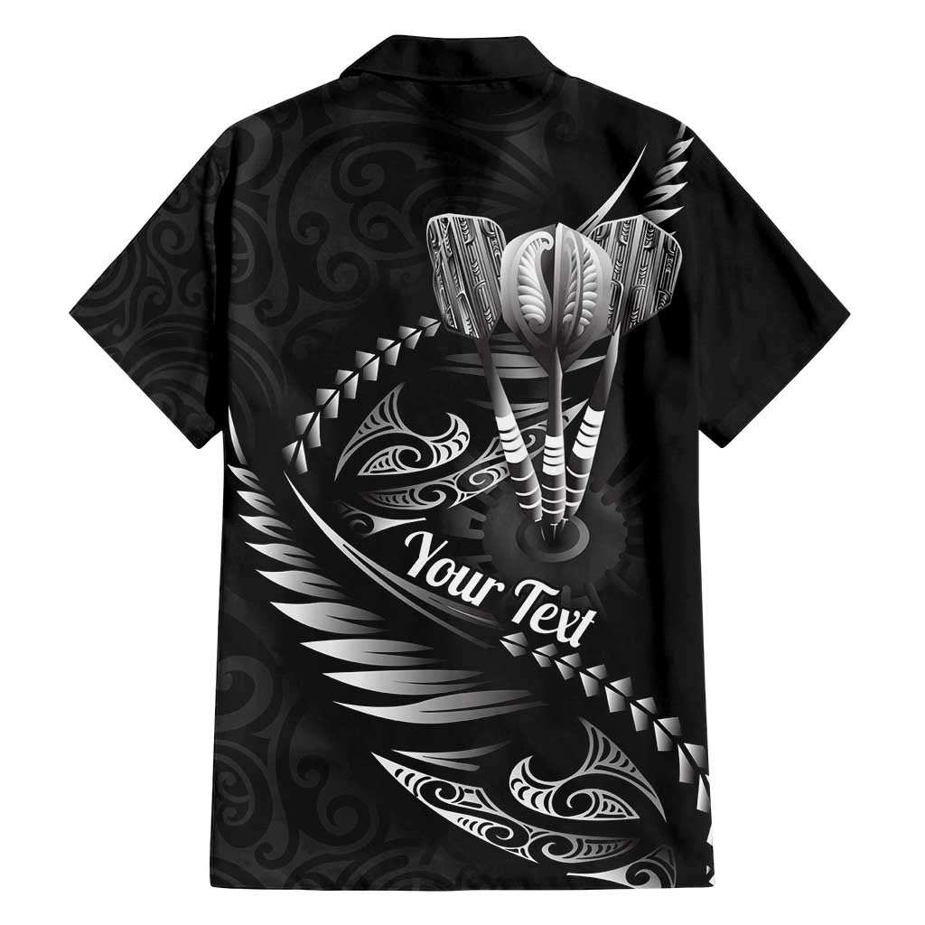 Personalised All Black New Zealand Darts Family Matching Puletasi and Hawaiian Shirt Aoteroa Fern Maori Galaxy Style