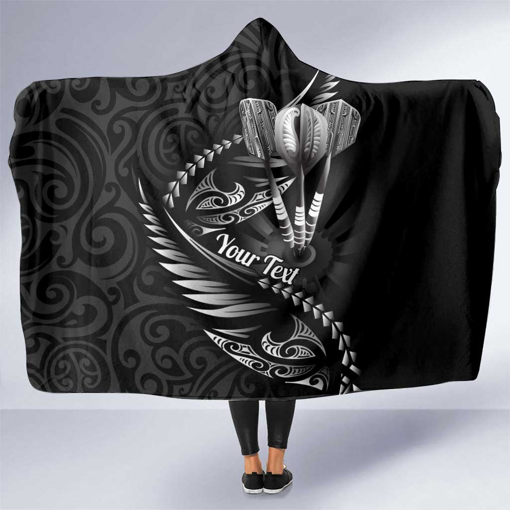 Personalised All Black New Zealand Darts Hooded Blanket Aoteroa Fern Maori Galaxy Style