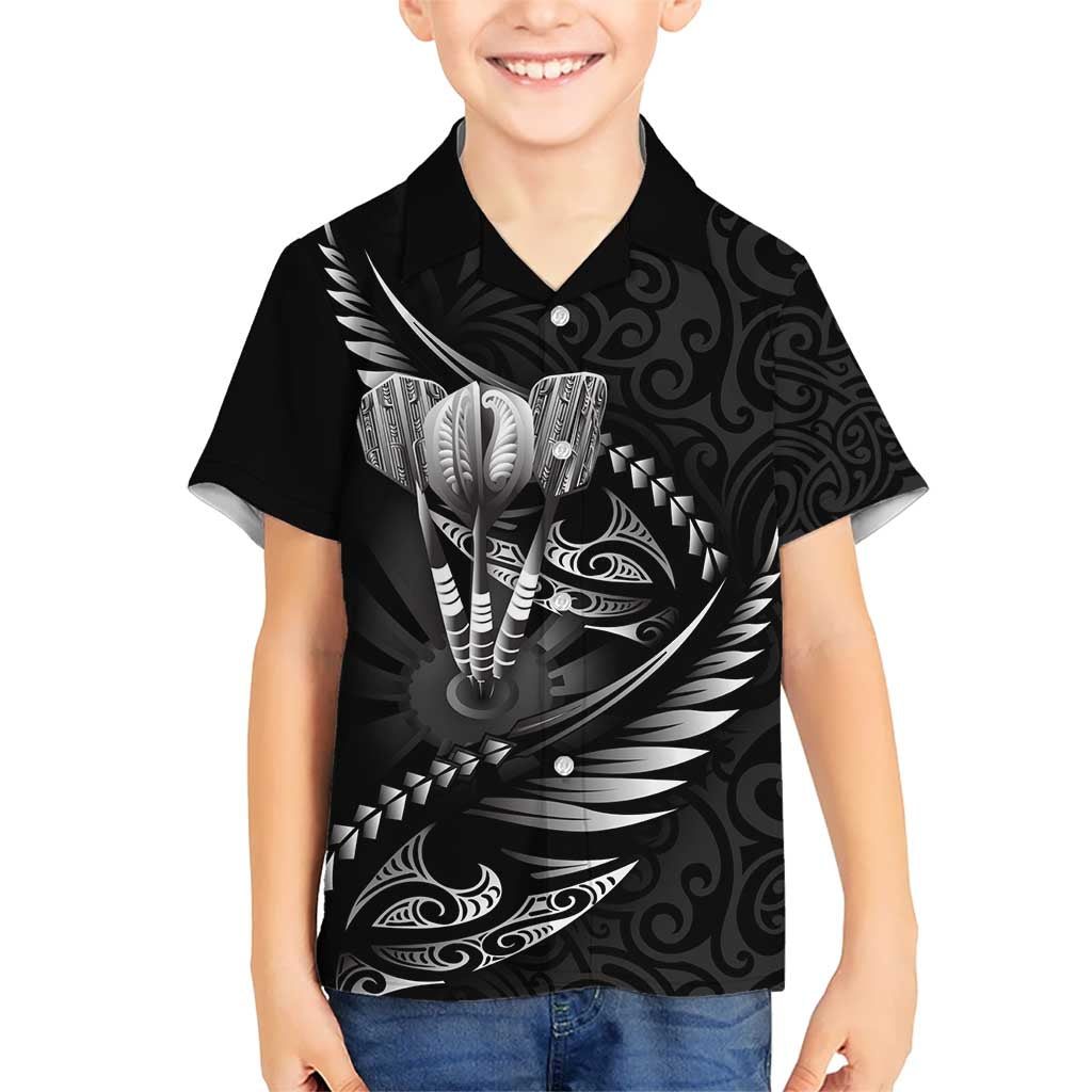 Personalised All Black New Zealand Darts Kid Hawaiian Shirt Aoteroa Fern Maori Galaxy Style